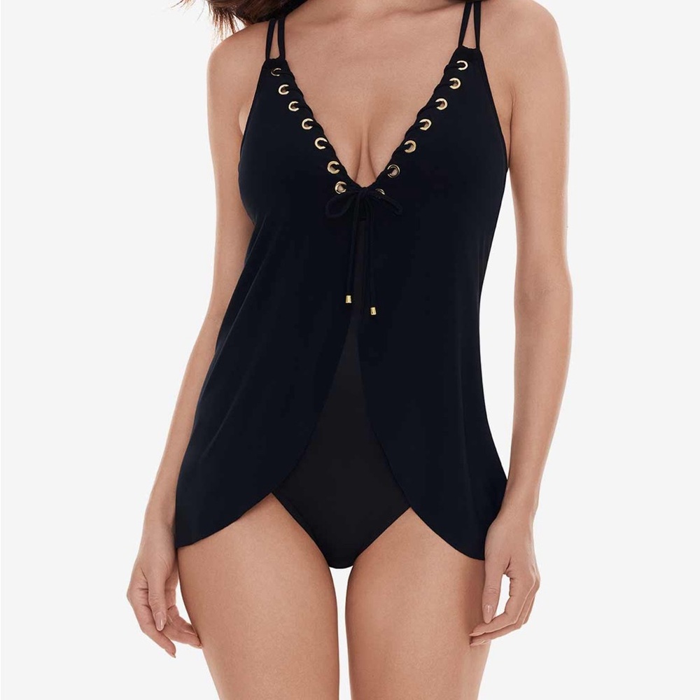 Magicsuit Parisa One Piece in Hoops in Black Women’s Size 16